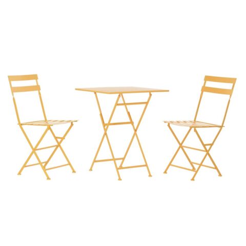 Σετ Τραπέζι με 2 Καρέκλες DKD Home Decor Μουστάρδα Μέταλλο (60 x 60 x 75 cm)