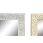 Τοίχο καθρέφτη DKD Home Decor Κρυστάλλινο Φυσικό Γκρι Καφέ Σκούρο γκρίζο PS 4 Μονάδες Φύλλο φυτού (35 x 2 x 125 cm)