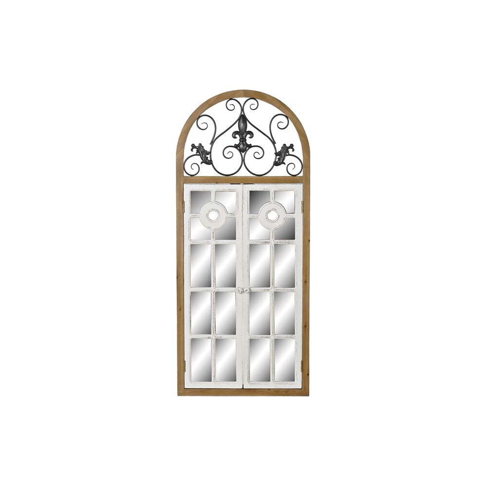 Τοίχο καθρέφτη DKD Home Decor Φυσικό Μέταλλο MDF Παράθυρα Λευκό Σκούρο γκρίζο (60 x 5 x 138 cm)