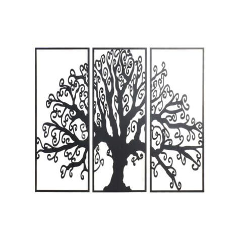 Διακόσμηση τοίχων DKD Home Decor 3 Μονάδες Μαύρο Δέντρο Μέταλλο (105 x 1
