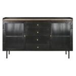 Σκευοθήκη DKD Home Decor Φυσικό Μαύρο Χρυσό Μέταλλο Ξύλο από Μάνγκο (145 x 40 x 85 cm)
