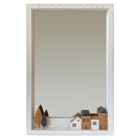 Τοίχο καθρέφτη DKD Home Decor Ξύλο Λευκό Σπίτια (36 x 4 x 60 cm)