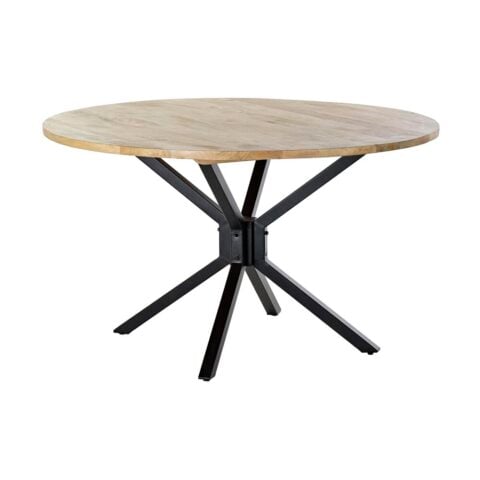 Τραπεζαρία DKD Home Decor Φυσικό Μαύρο Μέταλλο Ξύλο από Μάνγκο (127 x 127 x 75 cm)