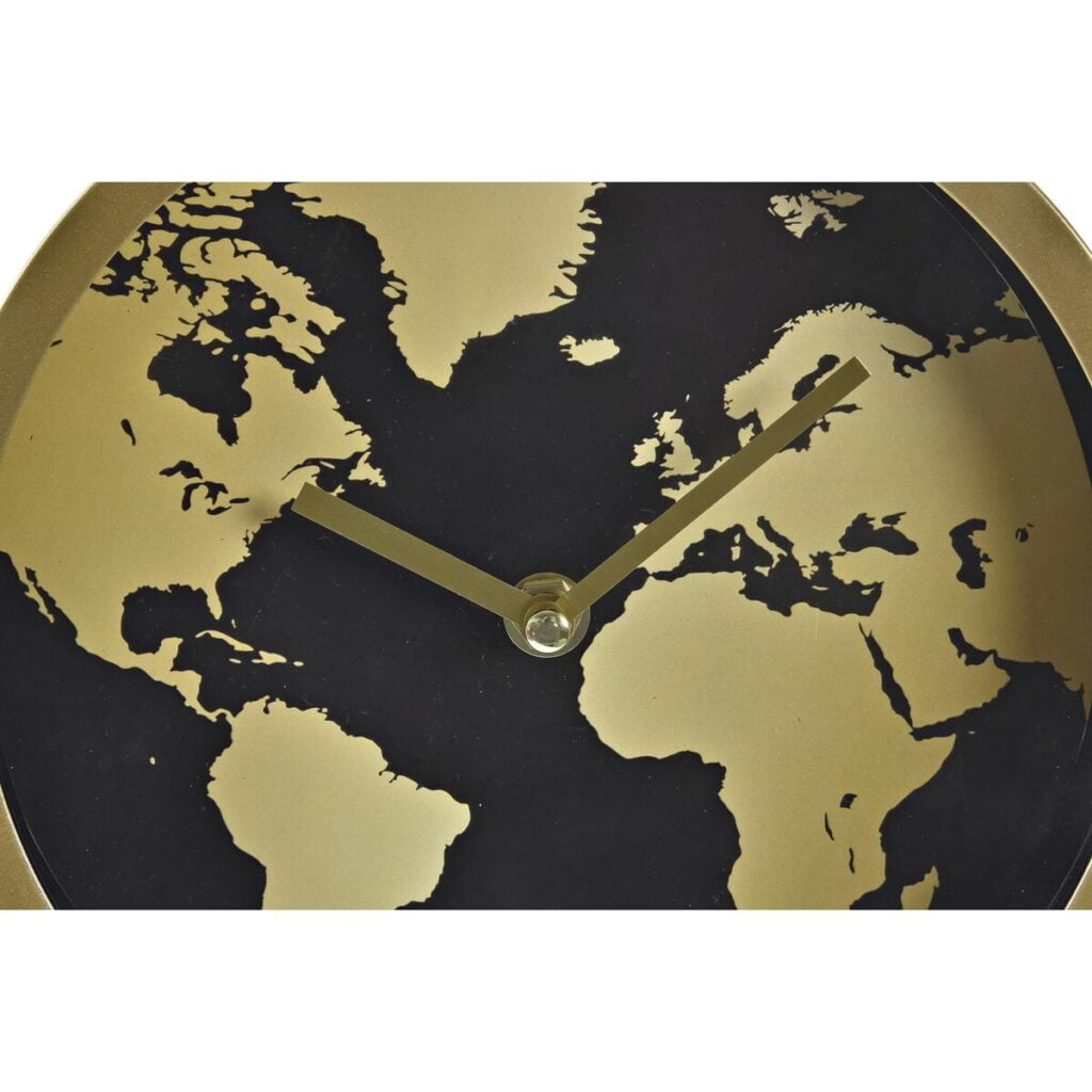 Bordklokke DKD Home Decor Κρυστάλλινο Χρυσό Μέταλλο Παγκόσμιος Χάρτης (22 x 12 x 31 cm)