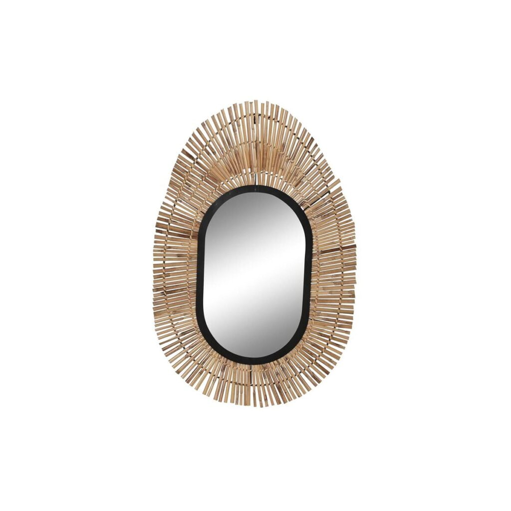 Τοίχο καθρέφτη DKD Home Decor Καθρέφτης Φυσικό Μαύρο Μέταλλο ρατάν (63 x 1