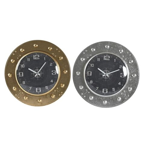 Ρολόι Τοίχου DKD Home Decor Κρυστάλλινο Ασημί Μαύρο Χρυσό Σίδερο (48