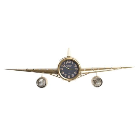 Ρολόι Τοίχου DKD Home Decor Αεροπλάνο Μαύρο Χρυσό Σίδερο (145 x 20 x 43 cm)