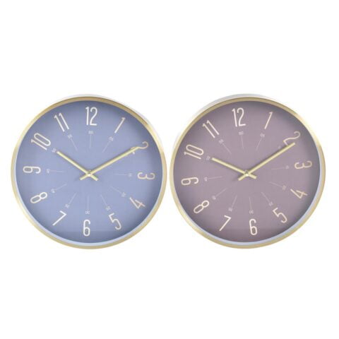 Ρολόι Τοίχου DKD Home Decor Μπλε Αλουμίνιο Μπορντό (30 x 4 x 30 cm)