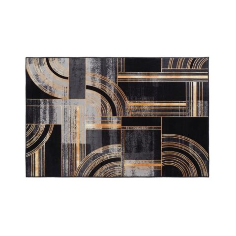 Χαλί DKD Home Decor Μαύρο Χρυσό Σύγχρονη Γεωμετρική (120 x 180 x 0