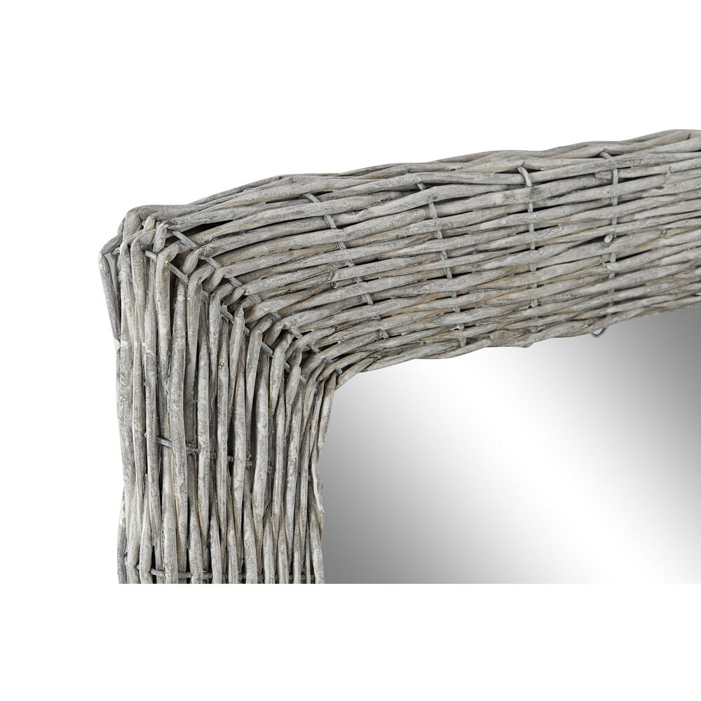 Τοίχο καθρέφτη DKD Home Decor Καθρέφτης Γκρι λυγαριά Cottage (43 x 4 x 133 cm) (43 x 4 x 132 cm)