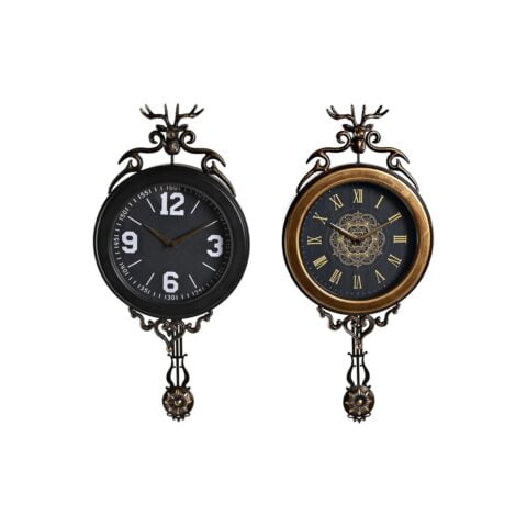 Ρολόι Τοίχου DKD Home Decor Κρυστάλλινο Μαύρο Χρυσό Σίδερο (27 x 7