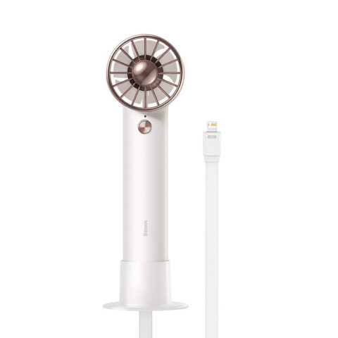 Portable hand fan Baseus Flyer Turbine + Lightning cable (white)