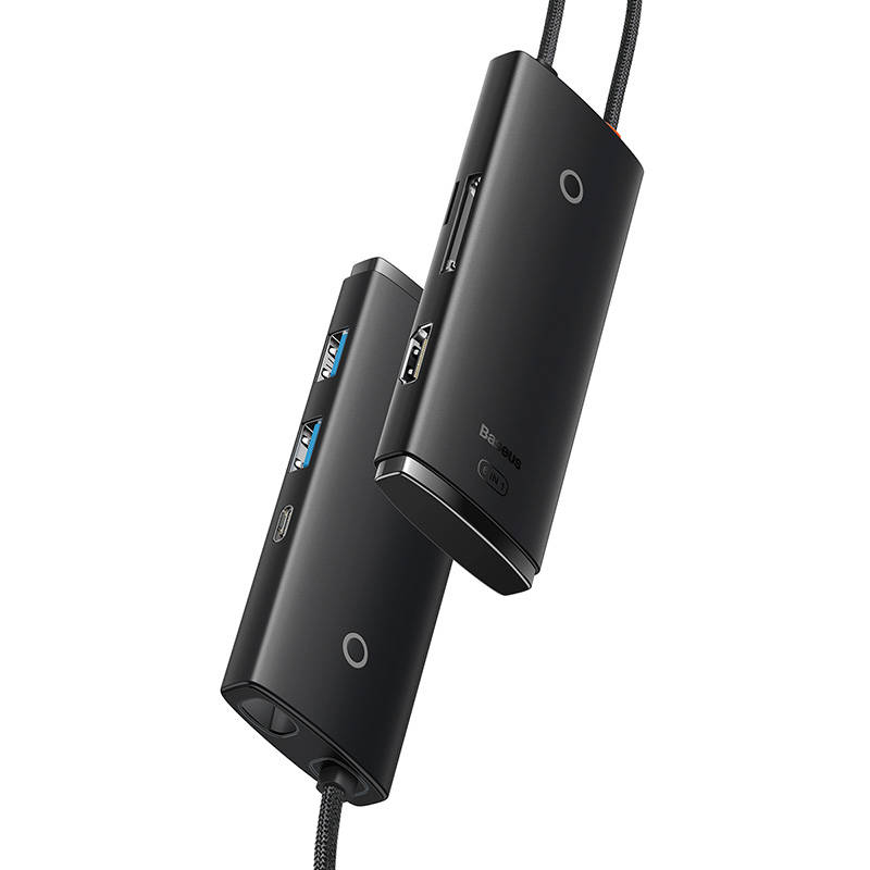 Baseus Lite Series Hub 6w1 USB-C to 2x USB 3.0 + USB-C + HDMI + SD/TF (black)