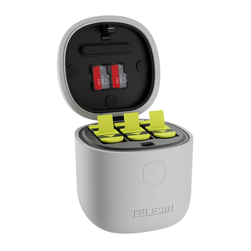 3-slot waterproof charger Allin box Telesin for GoPro Hero 9 / Hero 10 + 2 batteries (GP-BTR-905-GY-B)