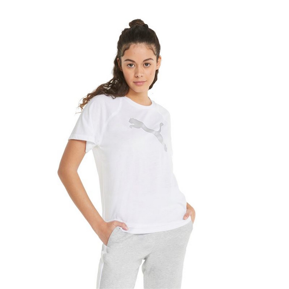 Γυναικεία Μπλούζα με Κοντό Μανίκι Puma Evostripe Λευκό