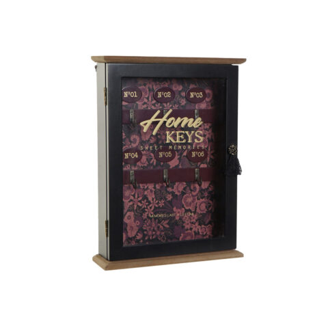 Ντουλάπα για κλειδιά DKD Home Decor Κρυστάλλινο Μαύρο Ροζ MDF (22 x 6 x 30 cm)