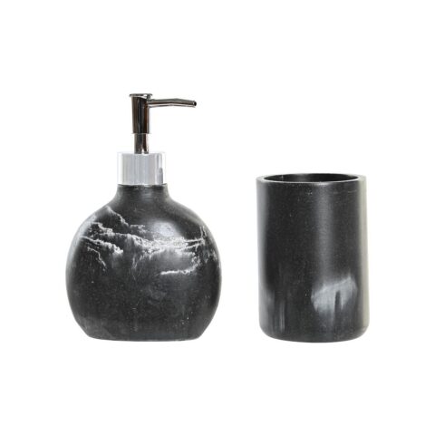 Σετ Μπάνιου DKD Home Decor Μαύρο Αλουμίνιο Πλαστική ύλη Ρητίνη Μάρμαρο (11 x 6 x 17 cm)
