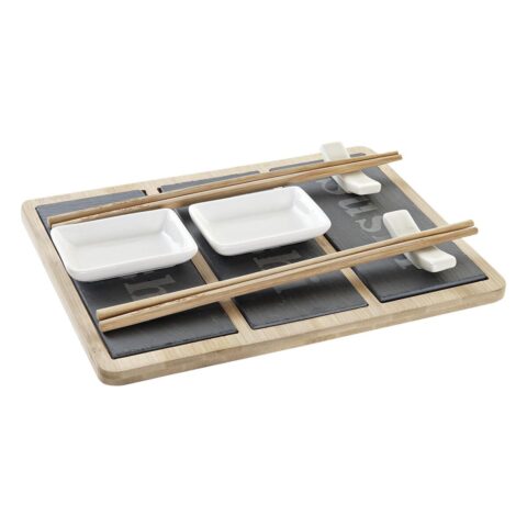 Σετ σούσι DKD Home Decor Φυσικό Μαύρο Σχιστόλιθος Διακοσμητική κανάτα (25 x 19 x 3 cm)