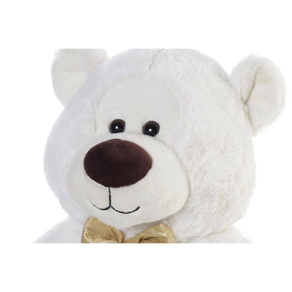 Αρκουδάκι DKD Home Decor Παπιγιόν Χρυσό πολυεστέρας Λευκό Παιδικά Αρκούδα