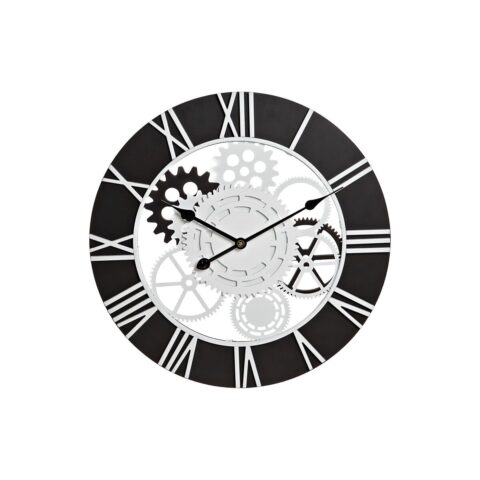Ρολόι Τοίχου DKD Home Decor Ξύλο Μαύρο Λευκό Σίδερο Γρανάζι (60 x 4 x 60 cm)