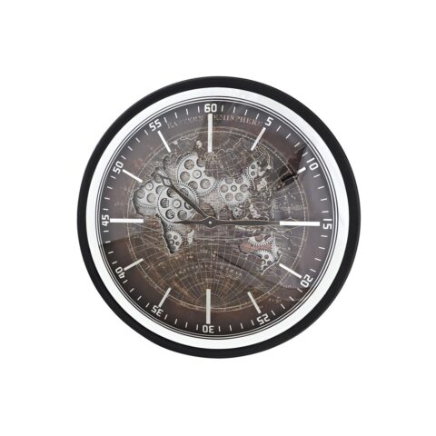 Ρολόι Τοίχου DKD Home Decor Καφέ Παγκόσμιος Χάρτης Μαύρο Σίδερο (59