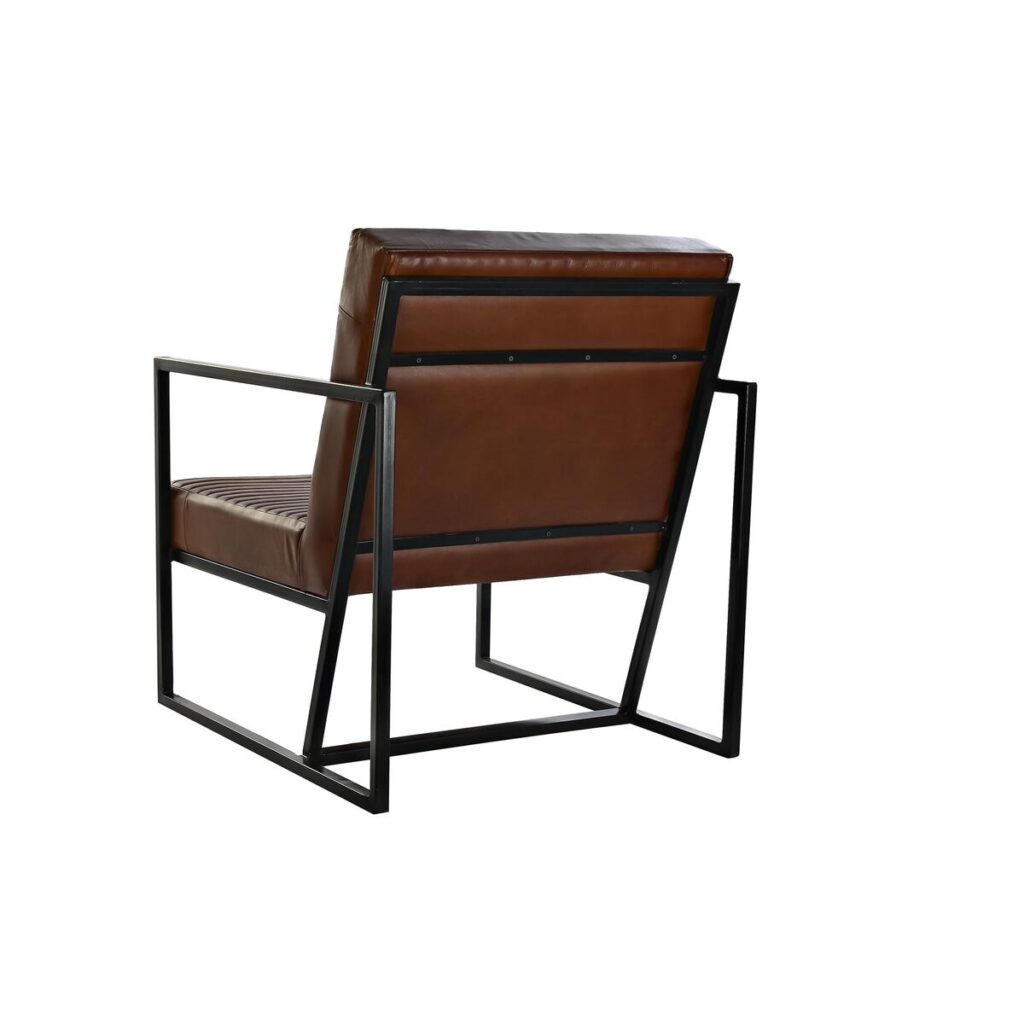 Κάθισμα DKD Home Decor Μαύρο Μέταλλο Καφέ Δέρμα (75 x 89 x 90 cm)