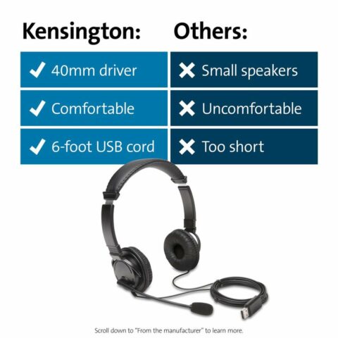Ακουστικά με Μικρόφωνο Kensington K97601WW Μαύρο