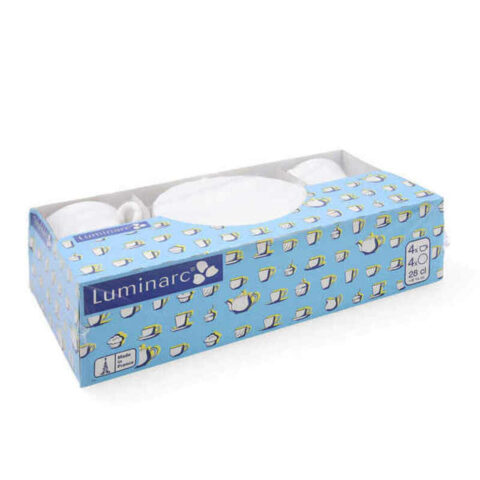 Σετ Φλιτζανιών με Πιατάκια Luminarc Trianon (4 pcs) Λευκό Γυαλί 280 ml 4 Τεμάχια