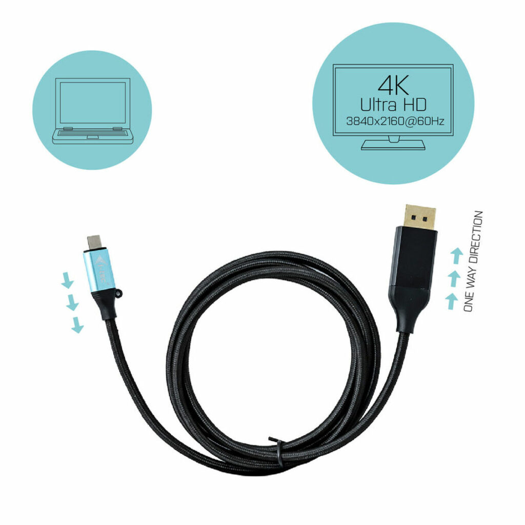 Αντάπτορας USB C σε DisplayPort i-Tec C31CBLDP60HZ2M 4K Ultra HD Μαύρο