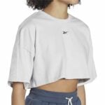 Γυναικεία Μπλούζα με Κοντό Μανίκι Reebok Fitness Crop Vector Velour Ανοιχτό Γκρι