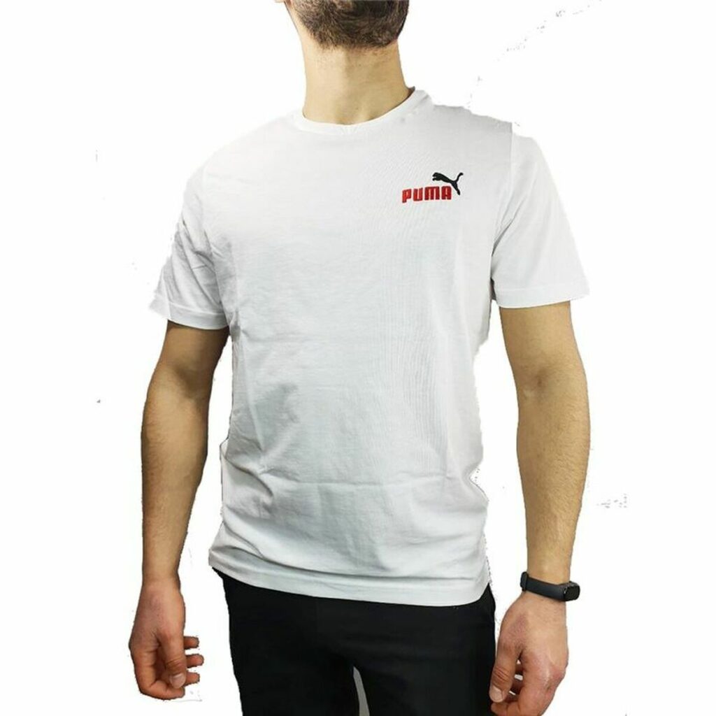 Kοντομάνικο Aθλητικό Mπλουζάκι Puma Essentials+ Embroidery M Λευκό