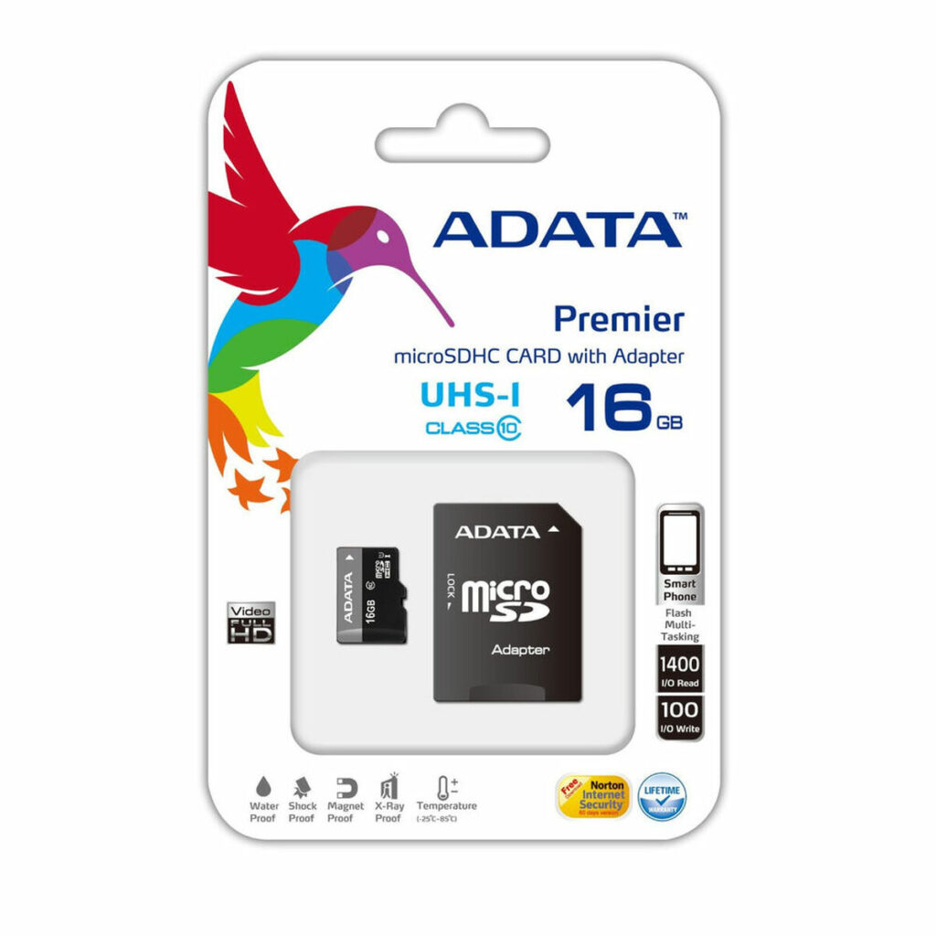 Κάρτα Μνήμης Micro SD με Αντάπτορα Adata CLASS10 16 GB