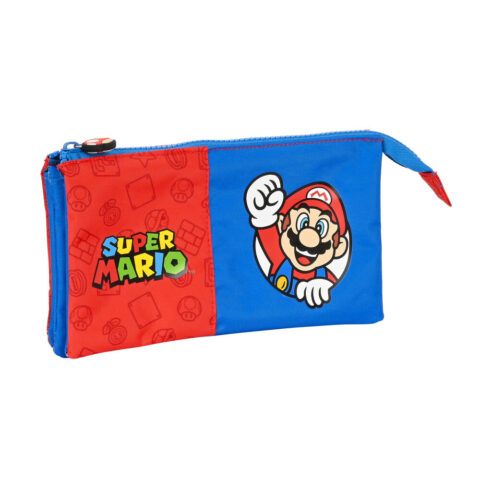 Τριπλή Κασετίνα Super Mario Κόκκινο Μπλε (22 x 12 x 3 cm)