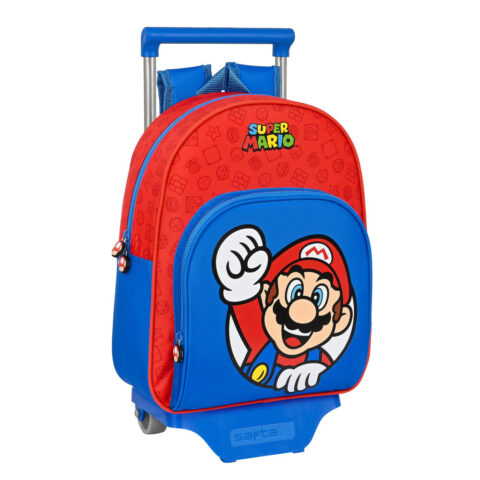 Σχολική Τσάντα με Ρόδες Super Mario Κόκκινο Μπλε (28 x 34 x 10 cm)