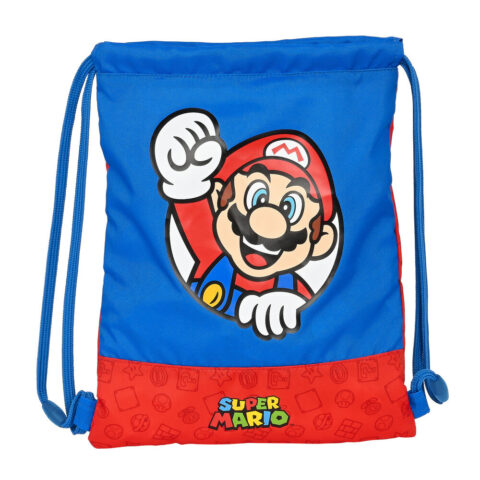 Σχολική Τσάντα με Σχοινιά Super Mario Κόκκινο Μπλε (26 x 34 x 1 cm)