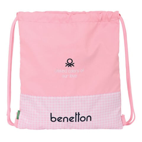 Σχολική Τσάντα με Σχοινιά Benetton Vichy Ροζ (35 x 40 x 1 cm)