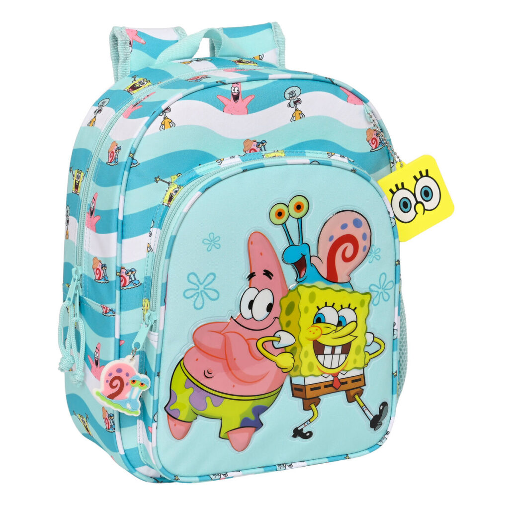 Σχολική Τσάντα 3D Spongebob Stay positive Μπλε Λευκό (26 x 34 x 11 cm)