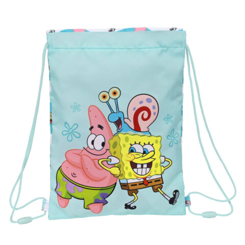 Σχολική Τσάντα με Σχοινιά Spongebob Stay positive Μπλε Λευκό (26 x 34 x 1 cm)