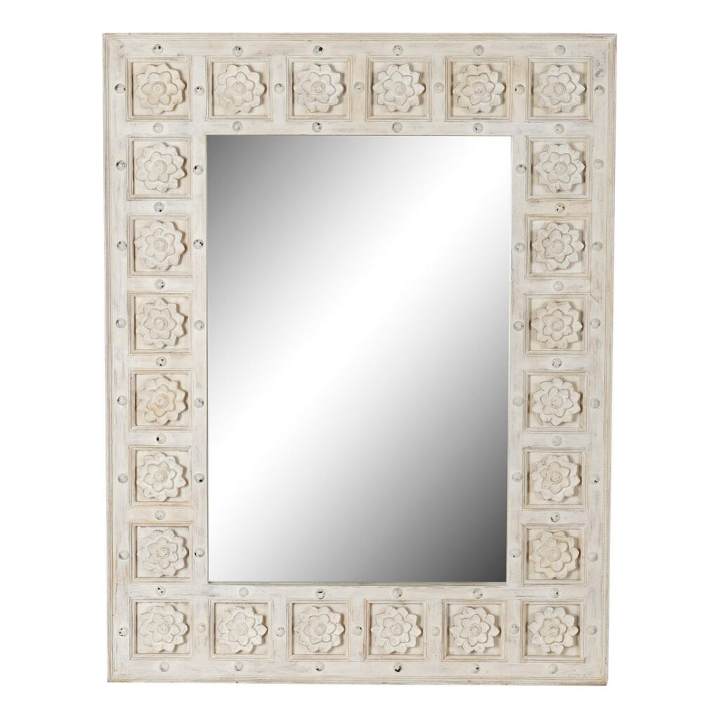 Τοίχο καθρέφτη DKD Home Decor Λευκό Ξύλο από Μάνγκο (93.5 x 4.7 x 120.3 cm)