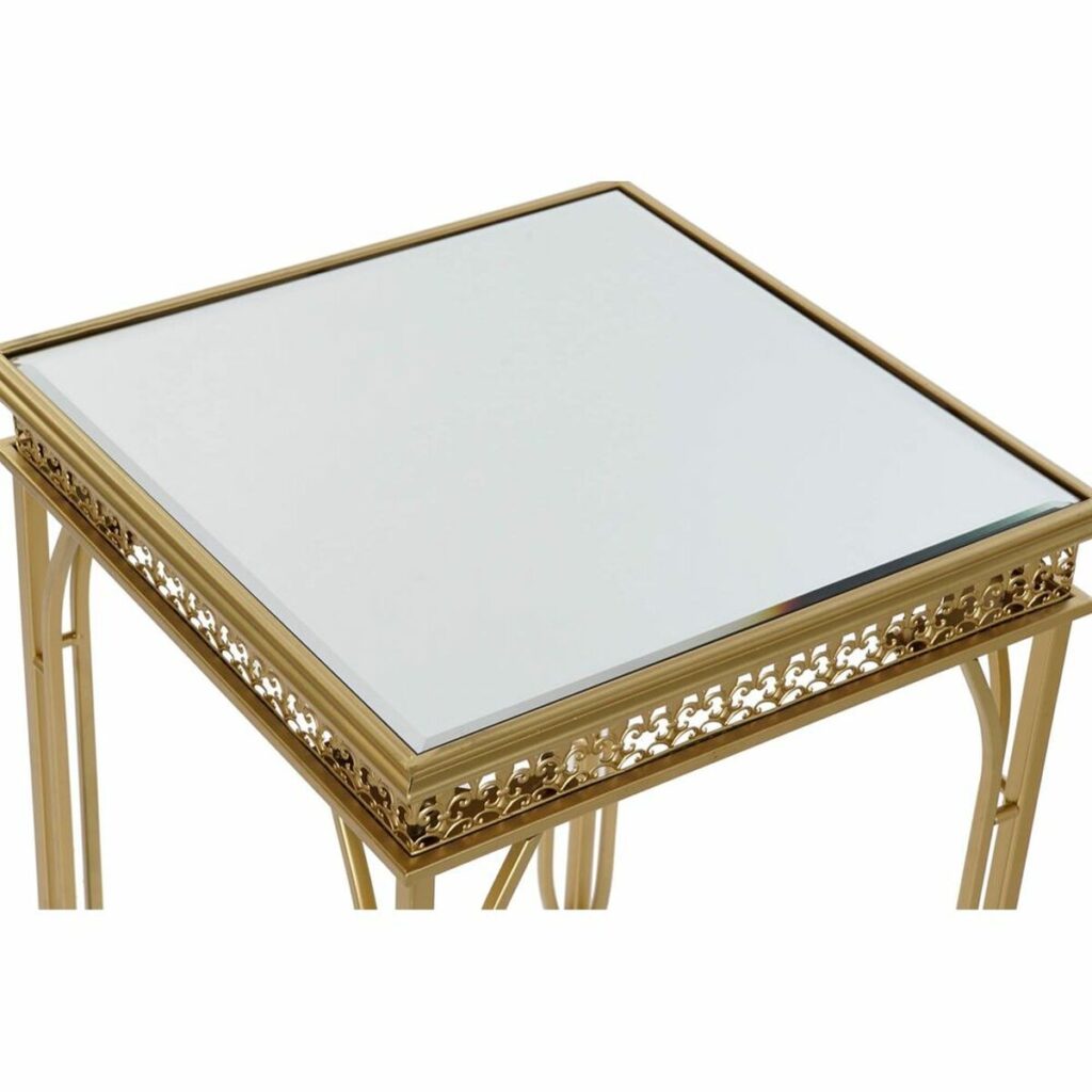 Βοηθητικό Τραπέζι DKD Home Decor Μέταλλο Καθρέφτης (2 pcs) (40 x 40 x 56 cm) (35 x 35 x 51 cm)
