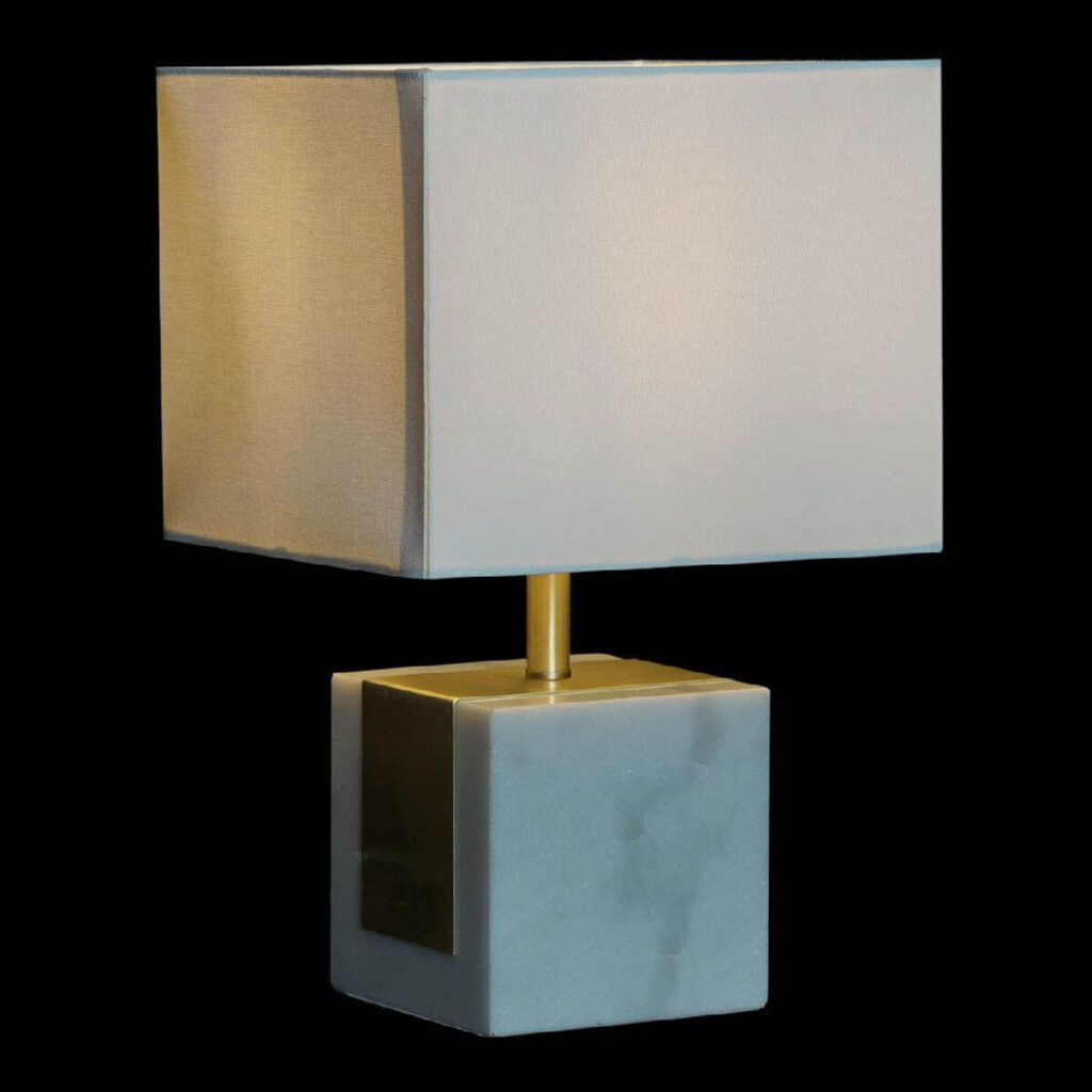 Επιτραπέζιο Φωτιστικό DKD Home Decor Λευκό πολυεστέρας Μάρμαρο Χρυσό (26 x 26 x 43 cm)