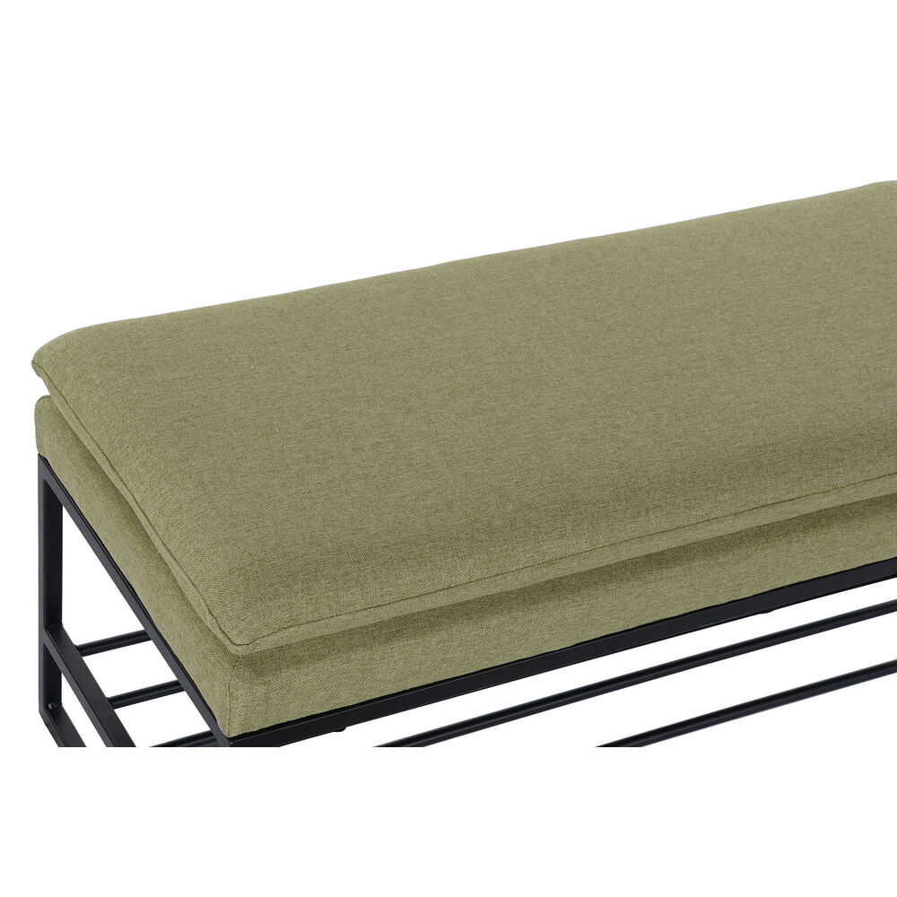 Foot-of-bed Bench DKD Home Decor Μαύρο Πράσινο πολυεστέρας Σίδερο (80 x 36 x 35 cm)