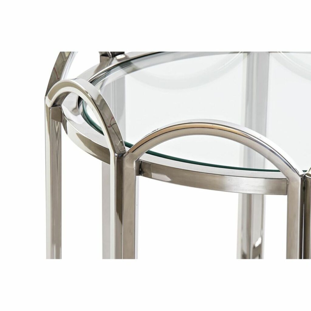 Βοηθητικό Τραπέζι DKD Home Decor Κρυστάλλινο Ασημί Μέταλλο (55 x 55 x 55 cm)