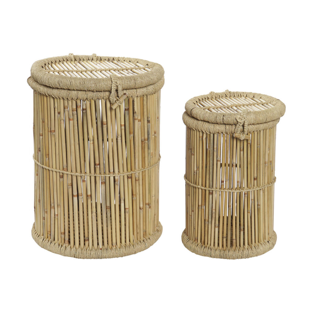 Σετ καλαθιών DKD Home Decor Φυσικό Bamboo Σχοινί 44 x 44 x 60 cm