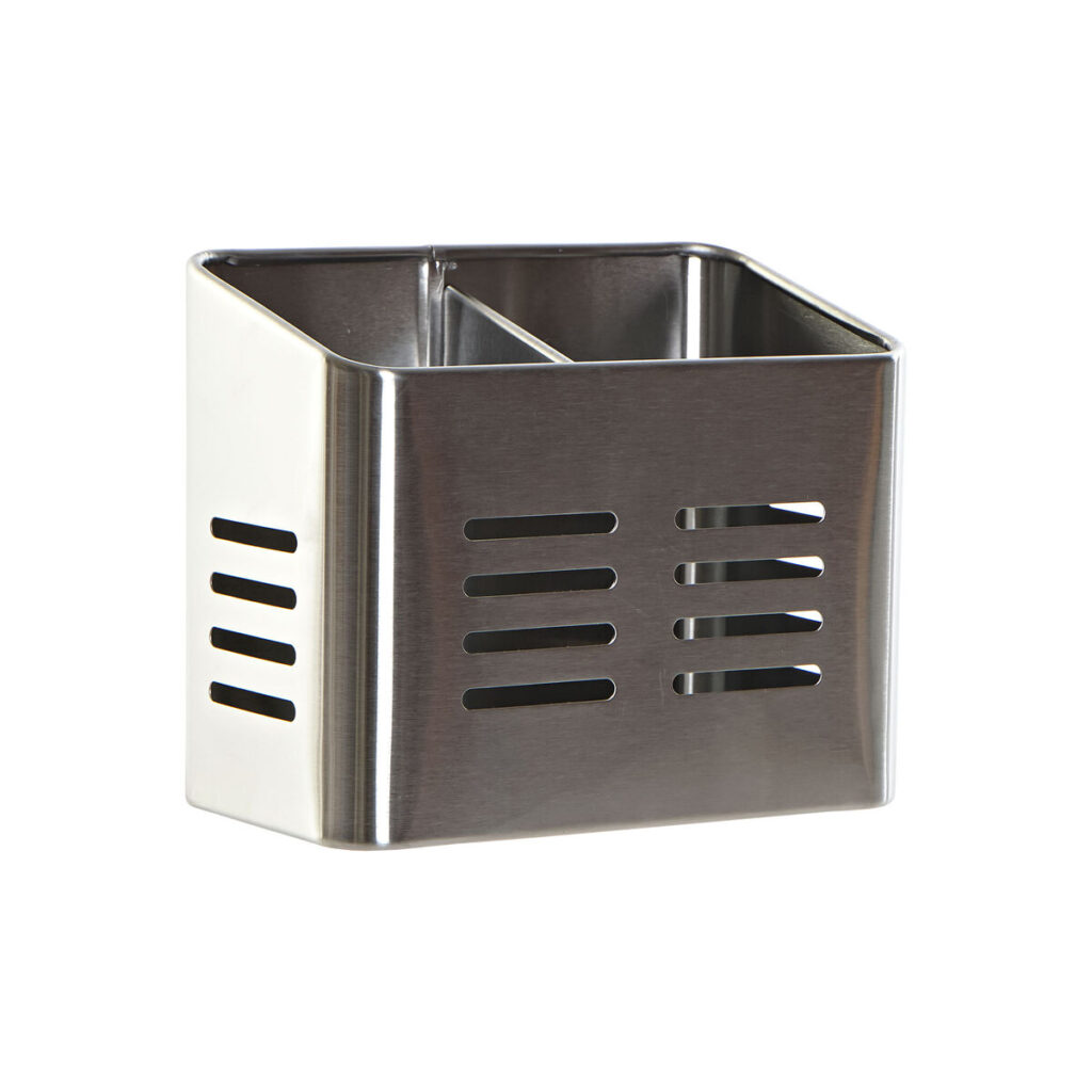 Στραγγιστήρι για τα Μαχαιροπήρουνα DKD Home Decor Ασημί Ανοξείδωτο ατσάλι Βασικό (16 x 9 x 13 cm)