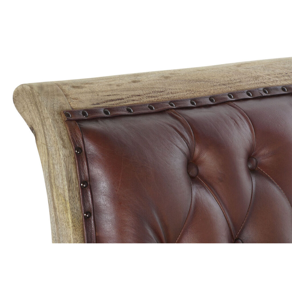Κάθισμα DKD Home Decor Φυσικό Ξύλο Καφέ Δέρμα (64 x 98 x 94 cm)