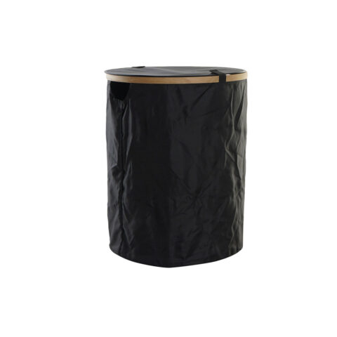 Καλάθι για τα Βρώμικα Ρούχα DKD Home Decor Μαύρο Eik Τσόχα (44 x 44 x 57 cm)