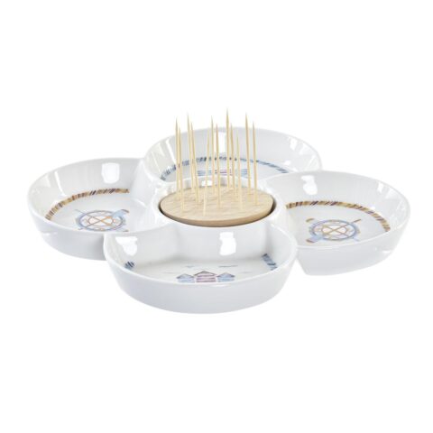 Δίσκος για σνακ DKD Home Decor Φυσικό Μπλε Διακοσμητική κανάτα Πήλινα (25 x 25 x 10 cm)