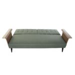 Καναπές-Κρεβάτι DKD Home Decor Μαύρο Μέταλλο Καφέ πολυεστέρας Πράσινο Ξύλο ευκαλύπτου (203 x 87 x 81 cm)