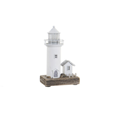 Διακοσμητική Φιγούρα DKD Home Decor Λευκό Φάρος LED Ξυλο παουλόβνια Σπίτι (13 x 8 x 30 cm)